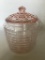 Vintage Pink Depression Cracker/Cookie Jar W/Lid