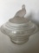 Early American Pressed Glass Lidded Bowl W/Frosted Pheasant Lid