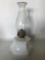Antique Milk Glass Oil Lamp W/Chimney