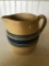 Early Yellow Ware Cream Pitcher W/Handle & Stripes
