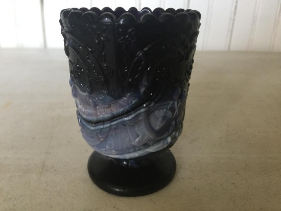 Fenton Toothpick Holder In Purple/White Slag Glass