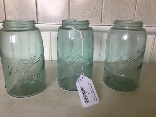 (3) Aqua Ball Canning Jars