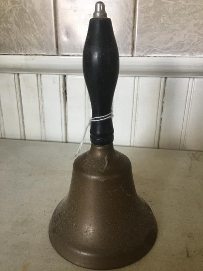 Brass School Bell W/Wooden Handle