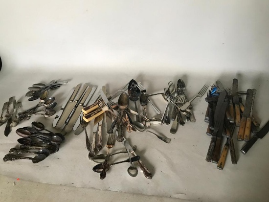 Basket Of Older Plated Flatware