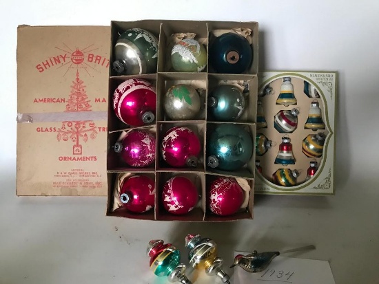 Group Of Vintage Glass Christmas Ornaments