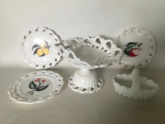 (5) Vintage Milk Glass Items