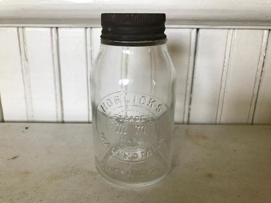 "Horlicks Malted Milk" Jar W/Horlicks Tin Lid
