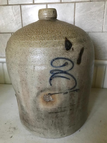 Early Stoneware Jug W/Cobalt "Bee Sting" Mark