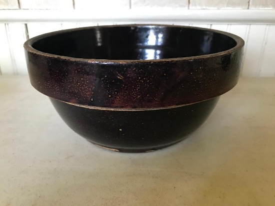 Brown Stoneware Mixing Bowl-Larger Size