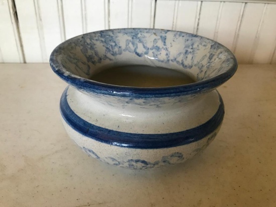 Blue & White Spongeware Spittoon