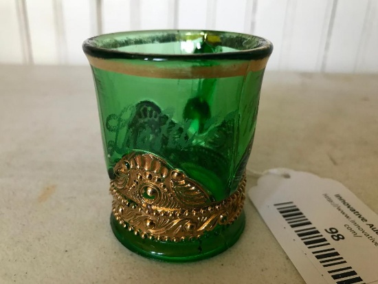 Green Souvenir Glass Etched "Lola"