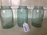 (3) Aqua Ball Canning Jars