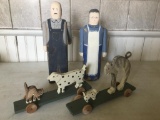 Contemporary Wooden Carved Farm Couple & Pull Toys