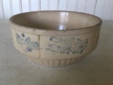 Stoneware Mixing Bowl W/Blue Stenciled Rim