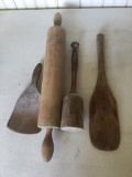Group Of (4) Antique Wooden Ware Utensils
