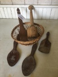 Group Of (5) Antique Wooden Ware Utensils