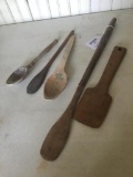 Group Of (5) Antique Wooden Ware Utensils