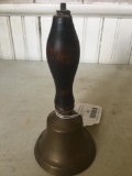 Brass School Bell W/Wooden Handle