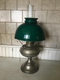 Antique Rayo Oil Lamp W/Glass Chimney & Shade