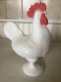 Vintage Milk Glass Covered Rooster