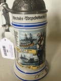 Regimental German Porcelain Beer Stein W/Lithopane Bottom