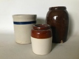 (3) Stoneware Crocks