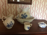 Antique Pitcher & Bowl Set W/Accessories