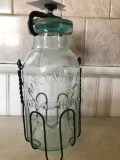 Antique Canning Jar In Wire Holder 