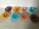 (8) Vintage Colored Glass Saucers & Bowls