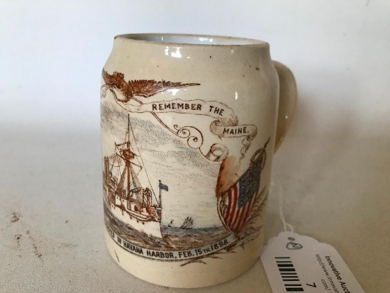 "US Battleship Maine, 1898" Beer Mug Spanish-American War Ship