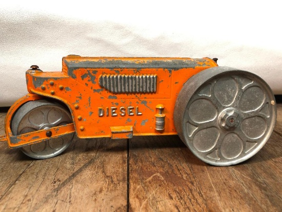 Vintage Cast Aluminum Hubley Kiddie Toy "Diesel" Asphalt Roller