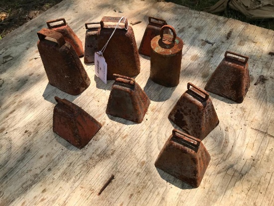 Group of 11 Old Cow Bells with No Dingers