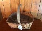 Vintage Oak Splint Gathering Basket
