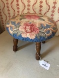 Four Leg Needlepoint Stool, 10 inches tall