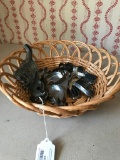 Basket with Group of 6 Vintage Cookie Cutters