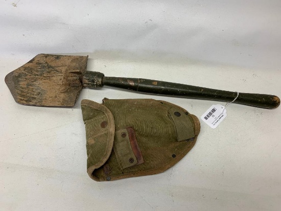 Vintage WWII Trench Shovel W/Canvas Cover