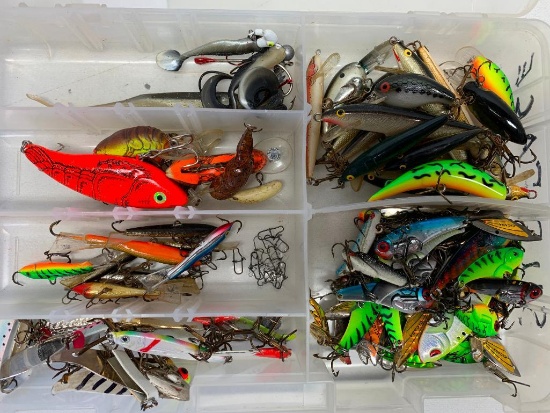 Organizer Full Of Lures Marked "Surface"