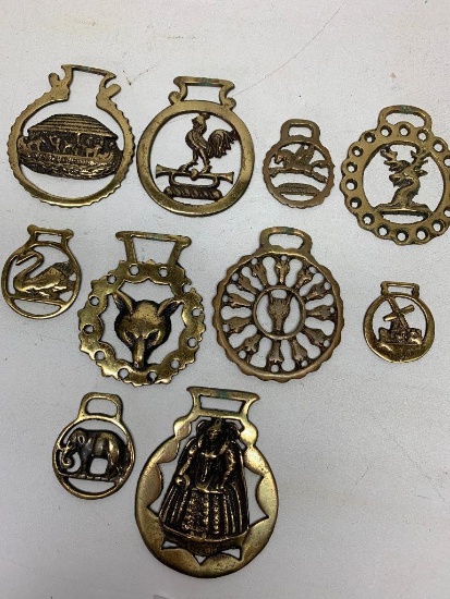 Lot Of (10) Brass/Brass Plated Horse Brasses