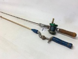 (2) Vintage Fishing Rods W/Bronson Green Hornet Reel
