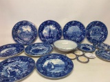 Group Of Blue & White Historical Plates