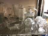 Shelf Of Clear Glassware & More!