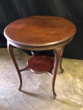 Antique Mahogany Parlor Table W/Round Top