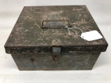 Vintage Galvanized Metal Box W/Insert Tray & Misc. Tools