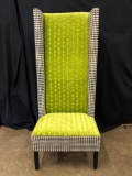 Interesting Chevron Pattern and Green Chair with Very High Back