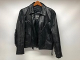 Ladies Size 10 Leather Motorcycle Jacket W/Fringe