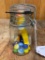 Canning Jar W/Marbles & Pez Dispenser