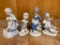 Group Of Blue/White Glazed Bisque Figurines