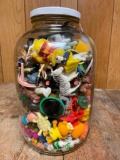 Gallon Jar Of Misc. Toys & Figures From The 60's & 70's