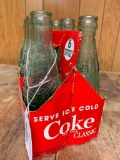 (6) Vintage Coca-Cola Bottles In Paper Carrier