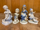 Group Of Blue/White Glazed Bisque Figurines
